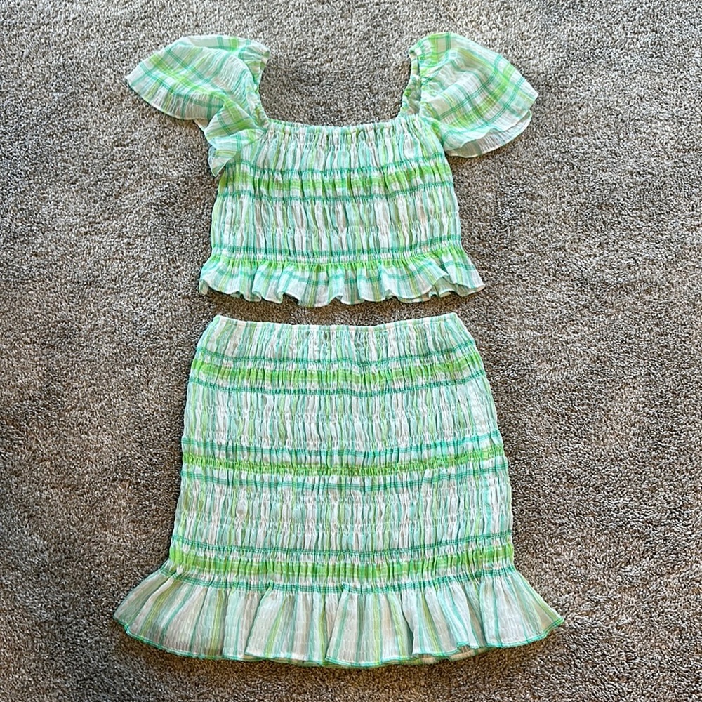 Zara cropped top mini skirt summer set small
